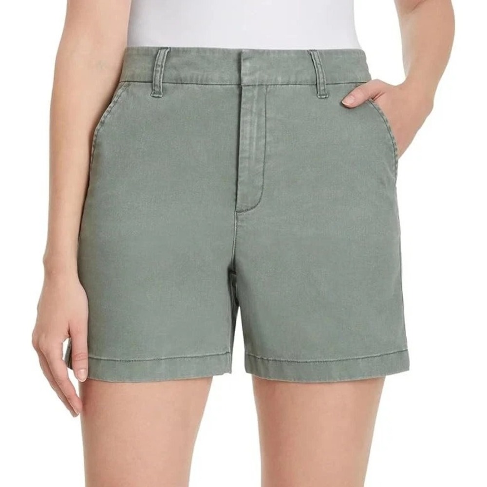 Gloria Vanderbilt Women High Rise Cotton Chino Shorts, Green, Size 16, New